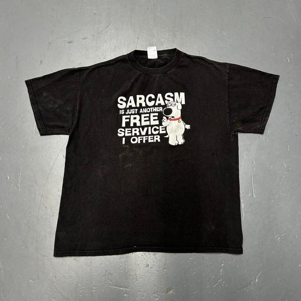 Vintage Y2K black Family Guy Brian tv show humor joke funny graphic tshirt